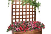 Large Wood Planter Free Standing Plant Raised Bed with Trellis for Garden Yard