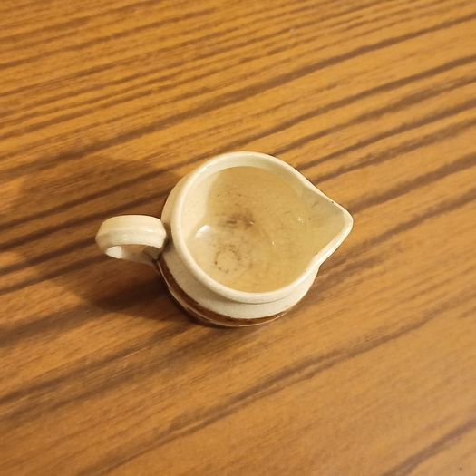 Antique Austrian miniature mochaware checkerboard creamer   1900's