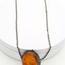 Carved Natural Baltic Amber Patinated Silver Necklace Image 6