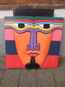 large wooden mask wall hanging free postage