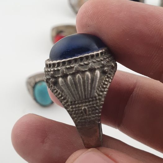 Antique Rings Lot 15 Mixed Brass, Stone & Glass Rings