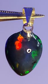 Ethiopian Black Opal Pendant 2.98 ct on 925 Silver bail