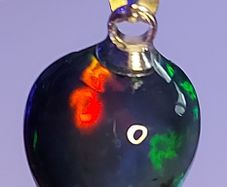Ethiopian Black Opal Pendant 2.98 ct on 925 Silver bail