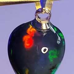 Ethiopian Black Opal Pendant 2.98 ct on 925 Silver bail
