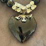 Black necklace with large black heart pendant Image 2