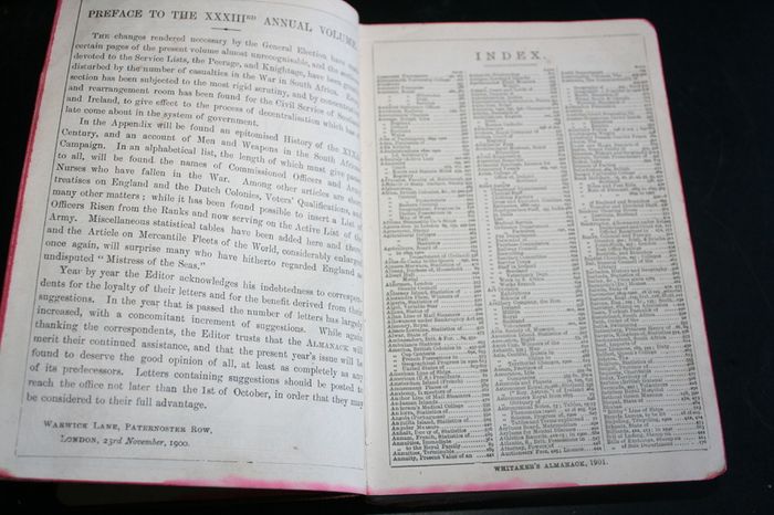 Antique Almanack Whitaker 1901