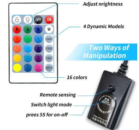 Multiple Colors Aquarium Fish Tank Light Submersible Light with Remote Controller