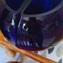 Vintage Set of 2 Cobalt Blue Flat Back Vase Handcrafted and Mouthblown Half Sphere Art Glass From Poland each is 75.00 euro or as set of 2 is 130.00 euro. Image 2