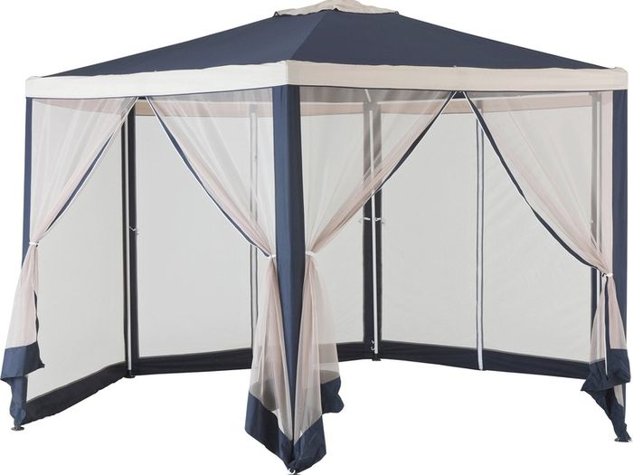 4 m Hexagonal blue Gazebo