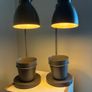 2 x Grey Desk Lamps with Pot Holders Image 2