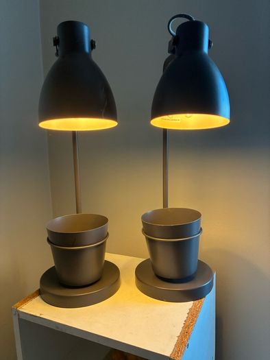 2 x Grey Desk Lamps with Pot Holders