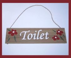 Shabby Chic Rustic Handcrafted Wooden Toilet Bathroom WC hanging sign plaque
