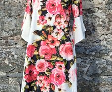 Laura Bernal - White & Red Pink Roses Sweetheart Tie Up Back with Bell Sleeves