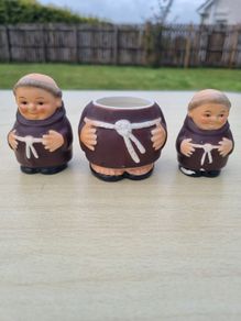 Vintage W. Germany Goebel Friar Tuck Monk 3 Piece Set