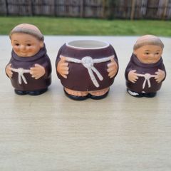 Vintage W. Germany Goebel Friar Tuck Monk 3 Piece Set