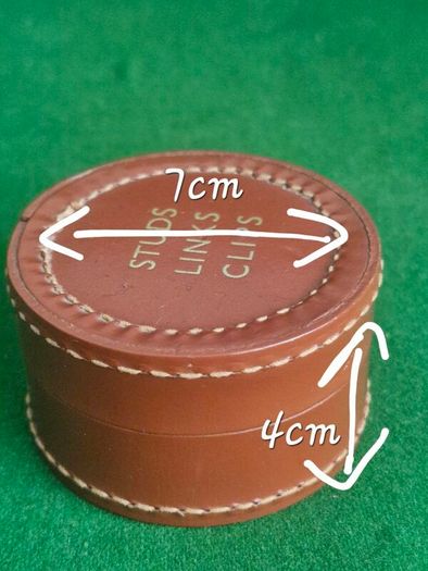 Vintage Real Hide Leather Round Stud & Cufflink Box