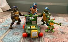 Vintage TMNT Playmates Bundle - Shredder, Turtles & Fan Powered Skateboard (1988)