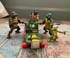 Vintage TMNT Playmates Bundle - Shredder, Turtles & Fan Powered Skateboard (1988)