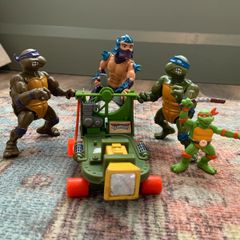 Vintage TMNT Playmates Bundle - Shredder, Turtles & Fan Powered Skateboard (1988)