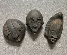 Small Tribal Art Pottery Mask African Ceramic Wall Decor