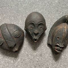 Small Tribal Art Pottery Mask African Ceramic Wall Decor