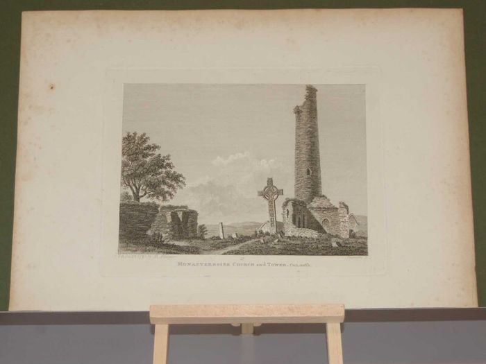 1797 Antique Print Monasterboise Church and Tower Louth