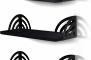 Wall Mounted Floating Shelves Set of 3, 42cm x 15cm x 10.5cm Storage Bookshelf for Living Room Office Bedroom Bathroom Kitchen Display Rustic Wood with Metal Bracket (MULTIPLE STYLES, COLOURS)