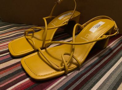 Yellow strappy sandals