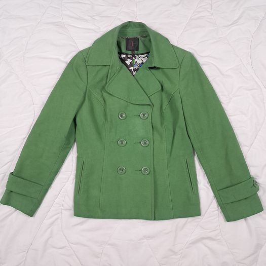 Jasper Conran Bright Green Double Breasted Pea Coat 12UK/40EU