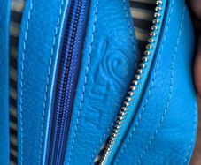 Large Blue Leather Tote Bag Spacious Shopper