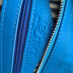 Large Blue Leather Tote Bag Spacious Shopper