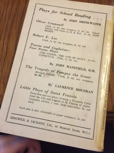 Abraham Lincoln a play by John Drinkwater (school edition)