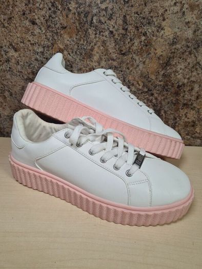 womens FAITH PLATFORM trainers runners white pink Size UK 8  EU 41 (AT2)