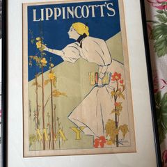 Lippincotts Magazine Poster Framed Under Glass.