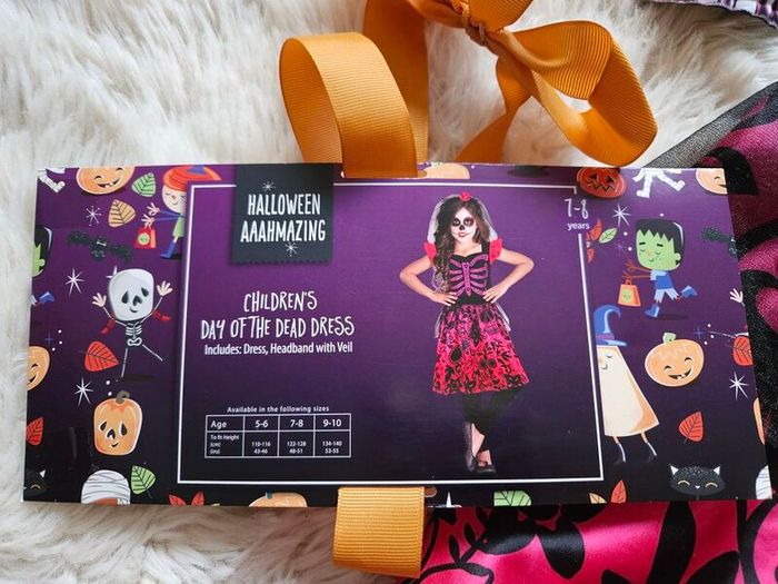 Halloween Children's Day of the Dead Dress + Accessories 7-8 Years