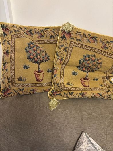 Pair of vintage tapestry cushion covers