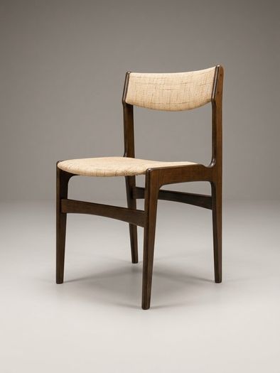Set of 4 Mid-Century Danish Stained Oak Dining Chairs attributed to Erik Buch.