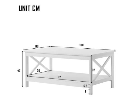 BRAND NEW Coffee Table Living Room Modern X Design Wood End Table with Storage Rack