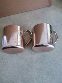SET OF 2 Vintage 12oz. Aluminum Smirnoff Mule Mug Cup Made In Hong Kong