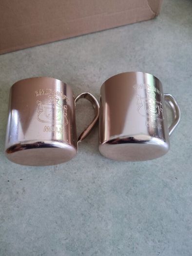 SET OF 2 Vintage 12oz. Aluminum Smirnoff Mule Mug Cup Made In Hong Kong