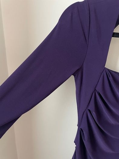 OSSIE CLARK Fabulous Purple Ruched Bodycon Dress Size 8!