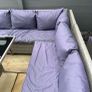 L shaped rattan sofa and glass top table Image 3