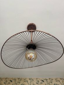 Adjustable Copper or Bronze Cage Ceiling Light 44cm