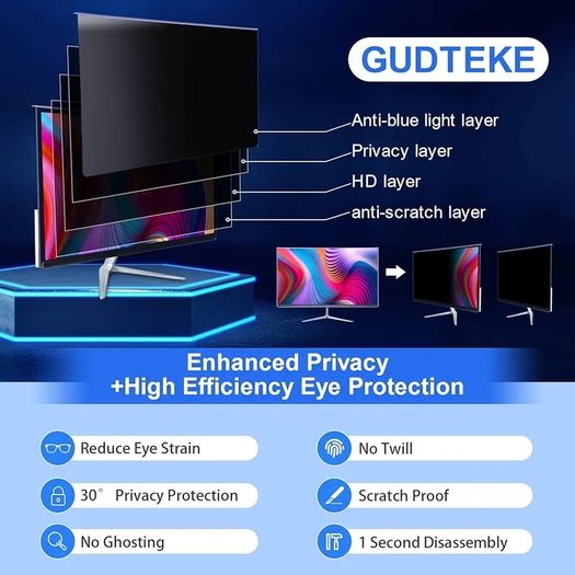 Computer Privacy Screen Filter 24" Hanging Privacy Screen Protector Compatible Widescreen Computer Monitor with Aspect Ratio 16:9,Blue light screen Privacy Screen Protector(23.6,23.8,24 inch)