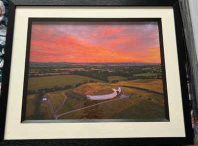 Newgrange Sunrise 16x20" framed print BLACK