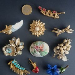 Collection of ten vintage costume brooches