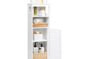 Bathroom Cabinet Waterproof, White Storage Cabinet Floor Standing Home Storage Furniture Shelf,Suitable for Toilet Bedroom Kitchen Living Room
