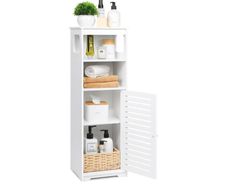 Bathroom Cabinet Waterproof, White Storage Cabinet Floor Standing Home Storage Furniture Shelf,Suitable for Toilet Bedroom Kitchen Living Room