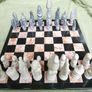 Vintage Marble Chess Board, 14 inch and Handcrafted African Soapstone Chess Set (king 6") Image 10