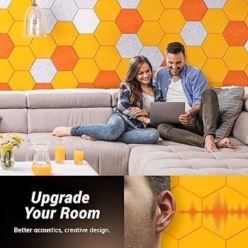 NEW SALE | 12 Pack Hexagon Acoustic Panels Self-adhesive, 30x26x0,9cm High Density Sound Proof Panels